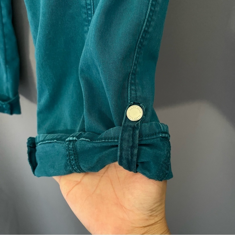 White House Black Market Teal Trousers Pants Size 6 Beaded - Picture 2 of 14